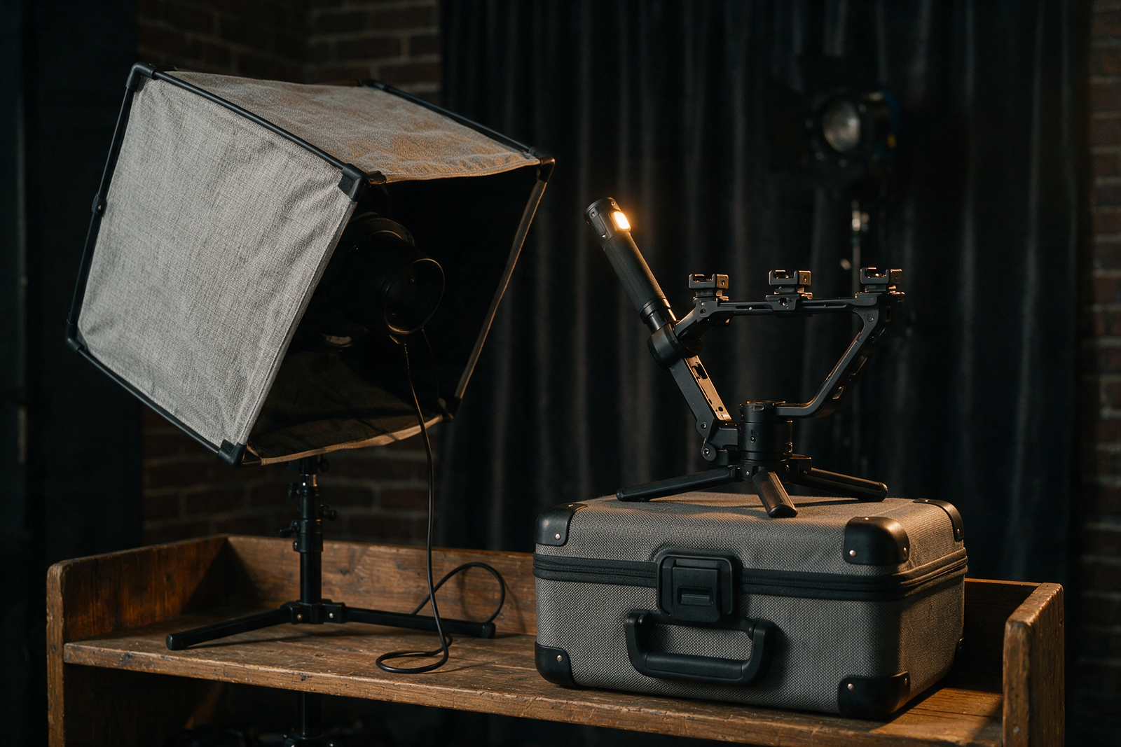 Studio light and camera gimbal representing Advertiser Permit compliance for creators