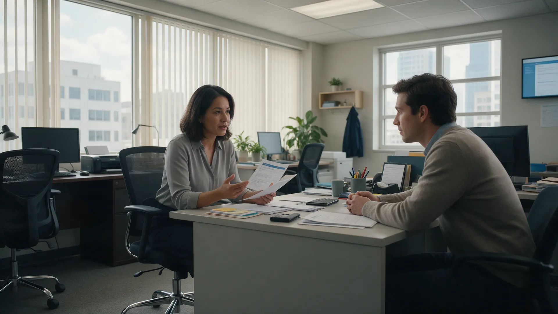 HR manager explaining a benefits scheme to an employee