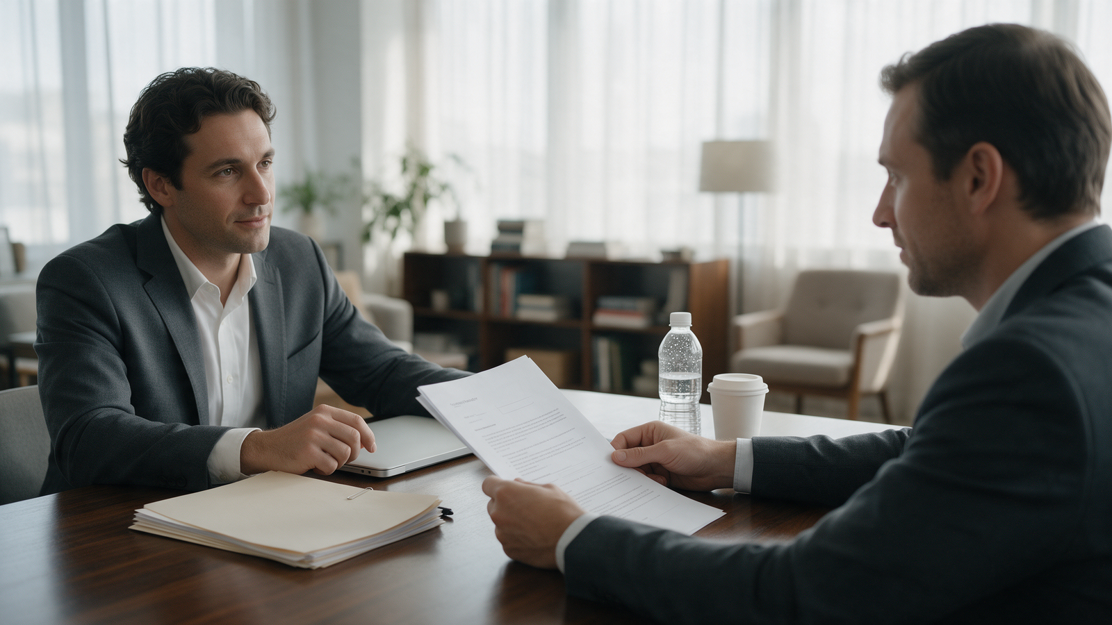 Term sheet negotiation meeting between an investor and a founder