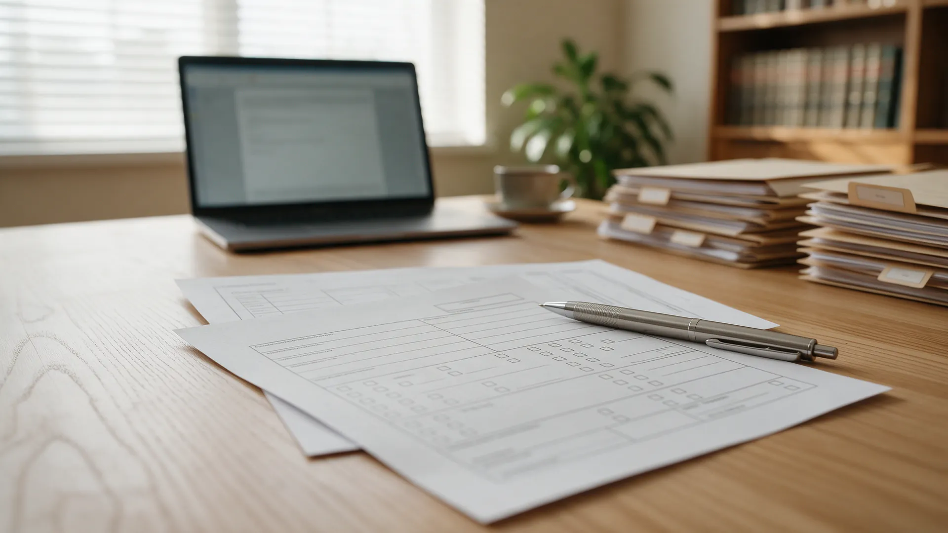 Insurance claim form being reviewed with a pen on an office desk