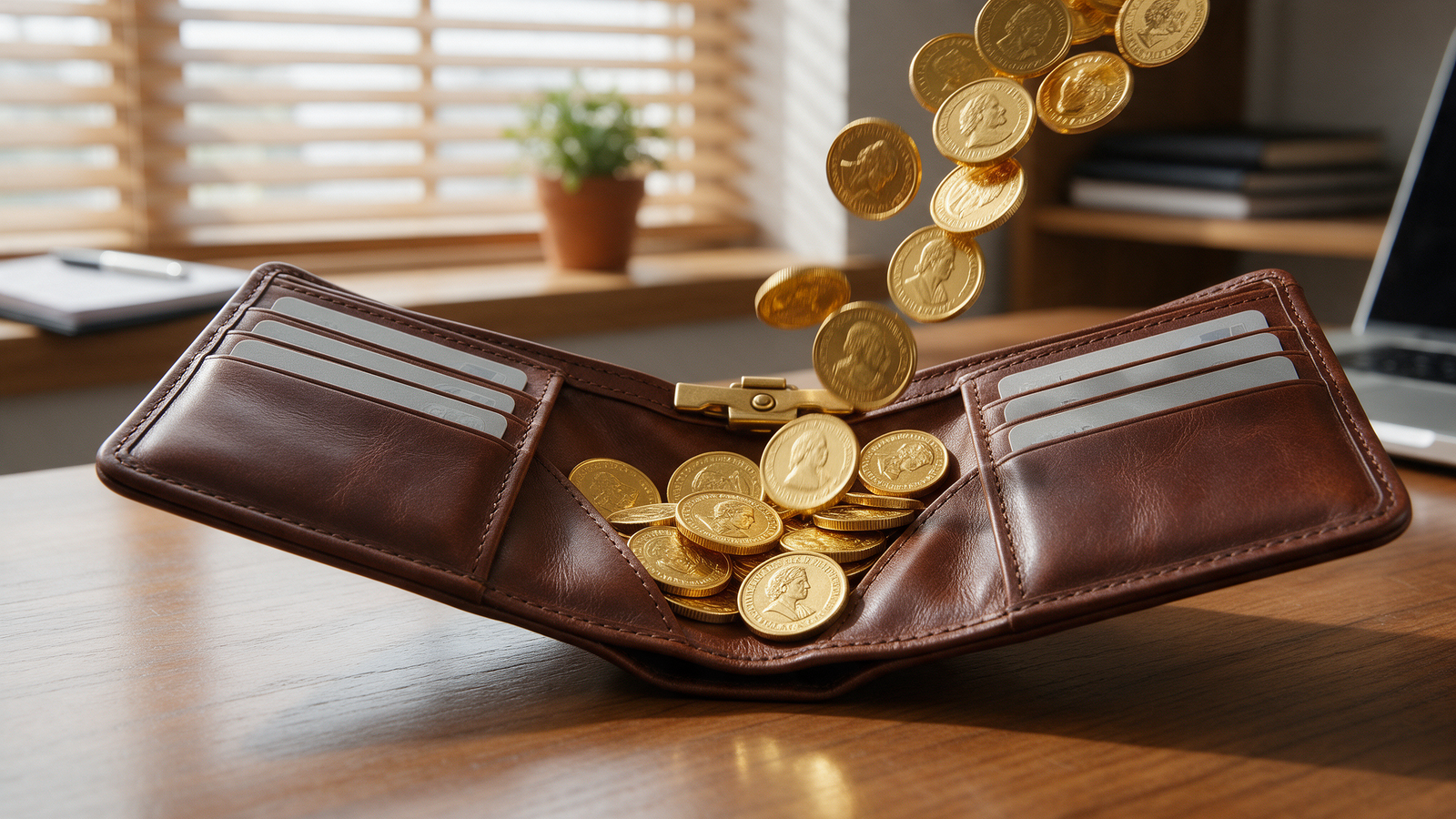 Gold coins flowing back into an open wallet representing a refunded penalty