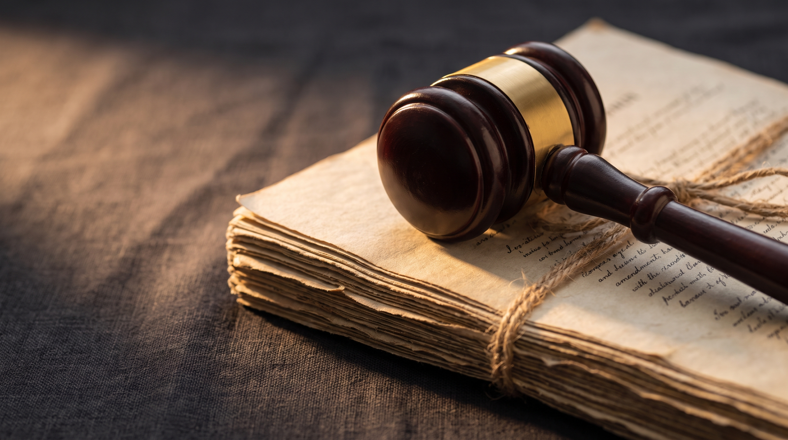 Gavel resting on a folded legal amendment document