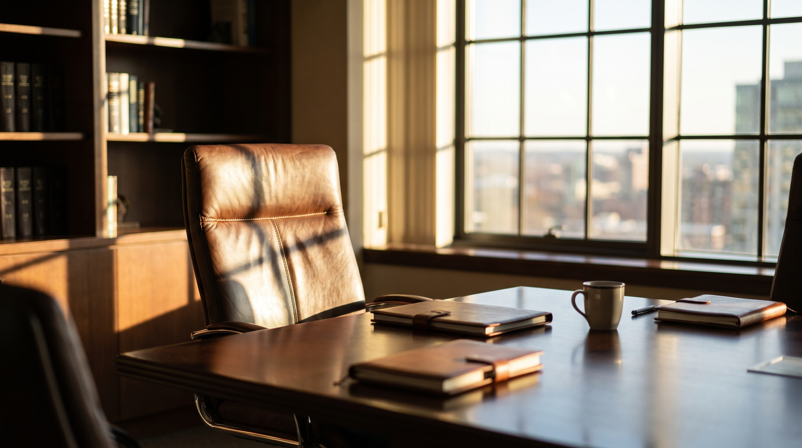 Empty executive chair symbolizing self-sponsored business ownership