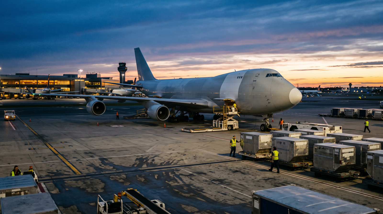 Cargo airplane on airport tarmac