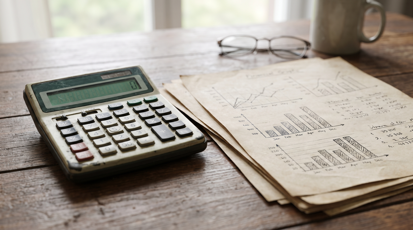 Calculator and financial documents