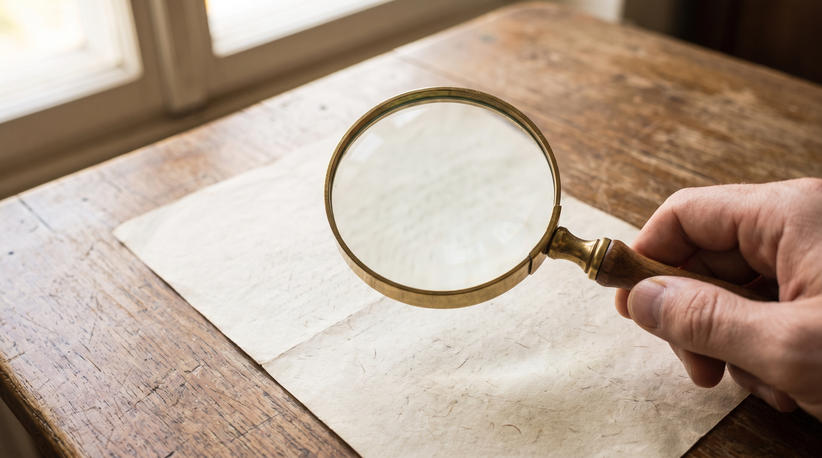 Magnifying glass over a document