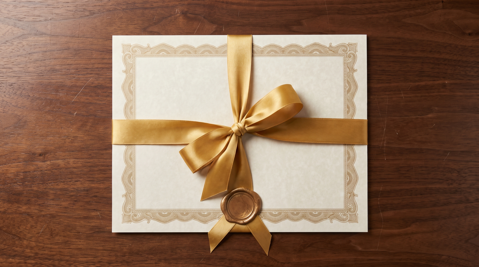 Certificate with a gold ribbon