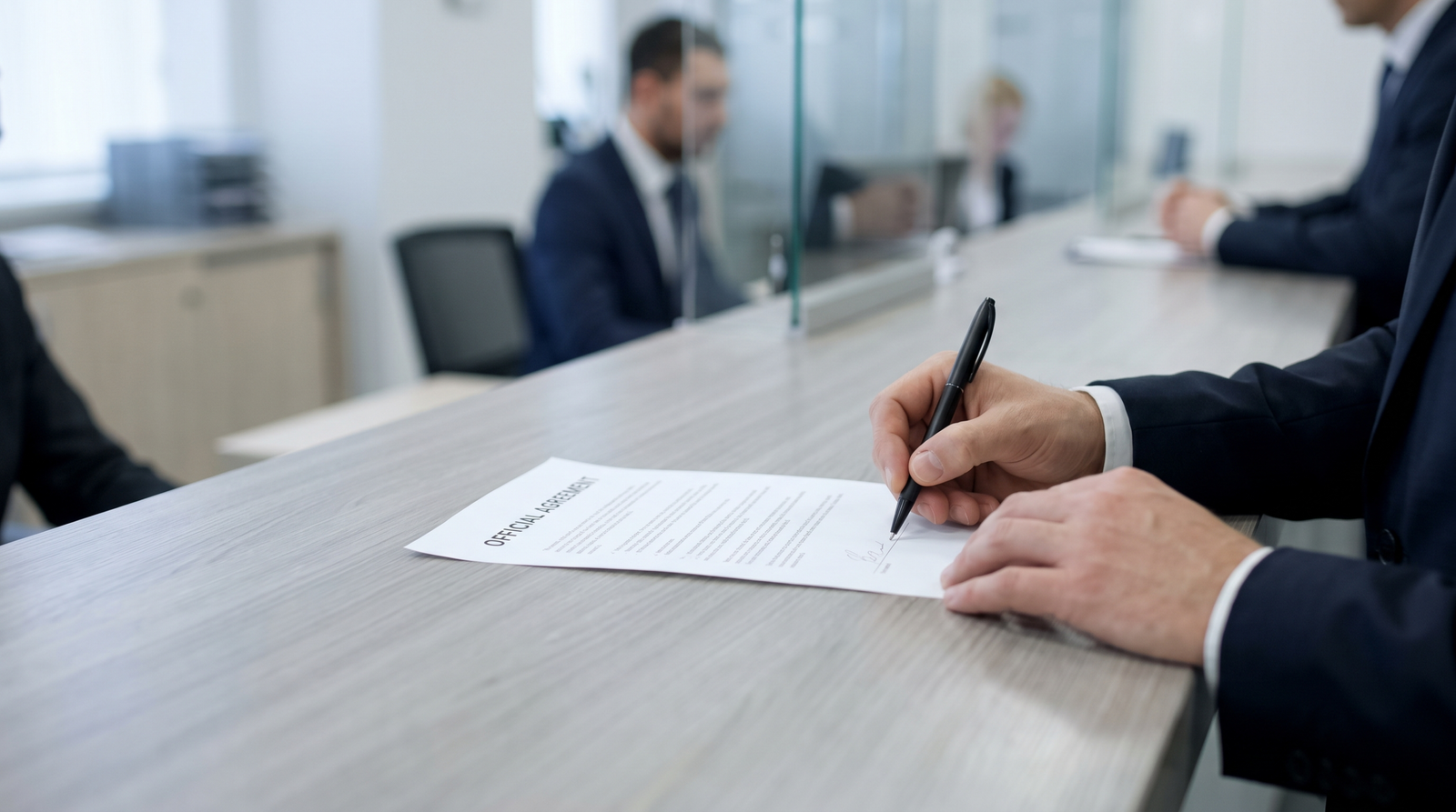 Signing an official bank account closure document
