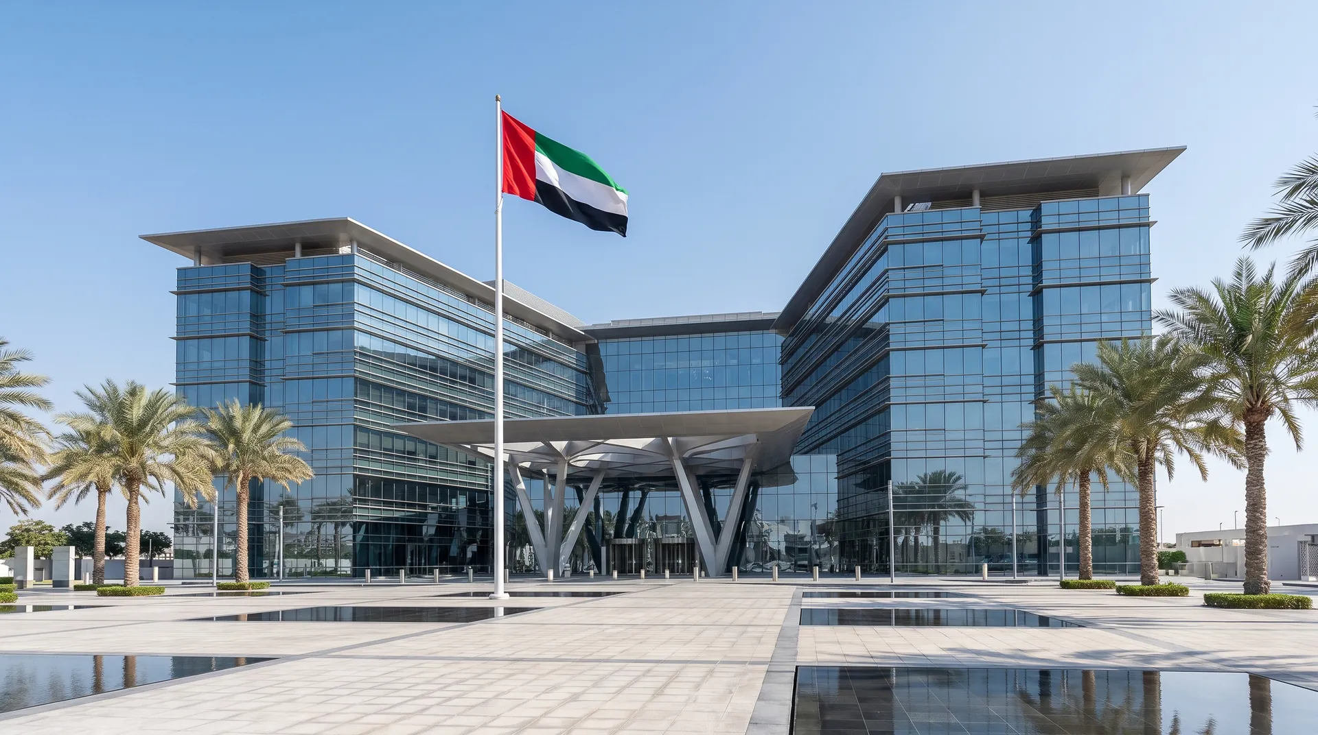Modern government financial building in Abu Dhabi