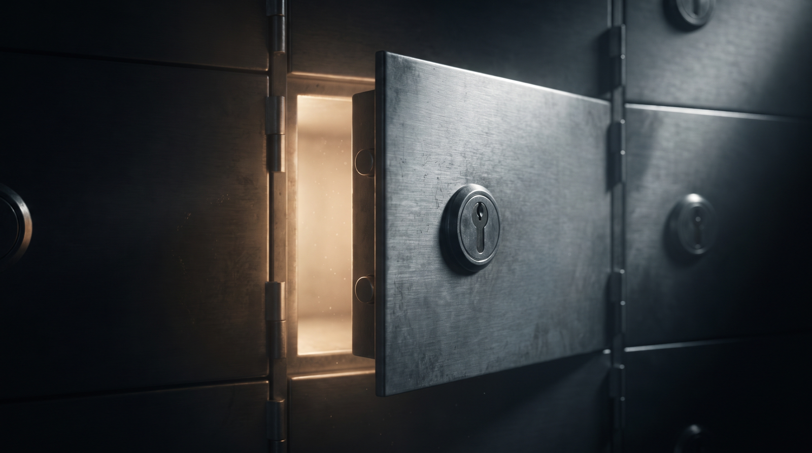 Secure safe deposit box door