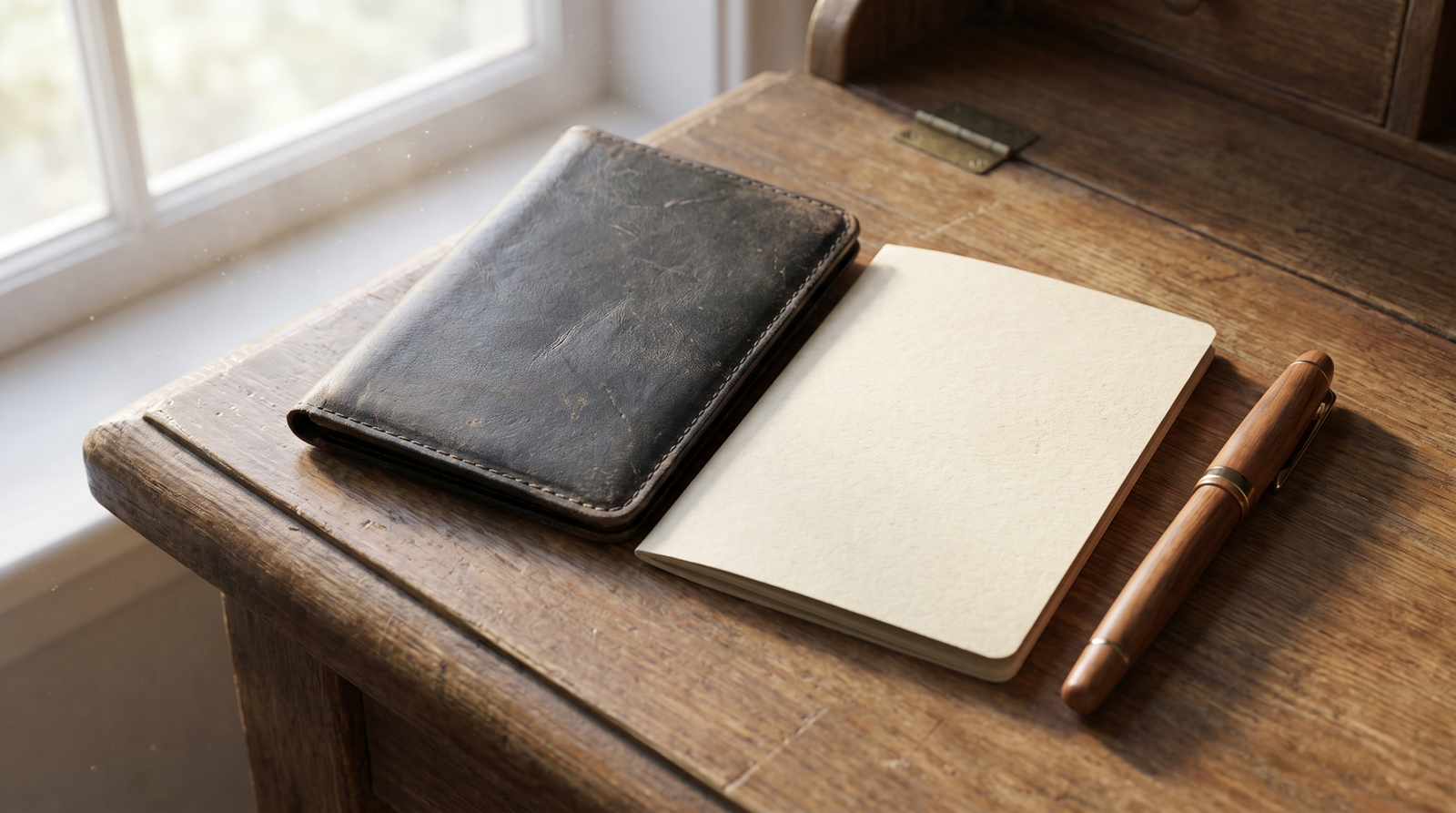 Passport document and fountain pen