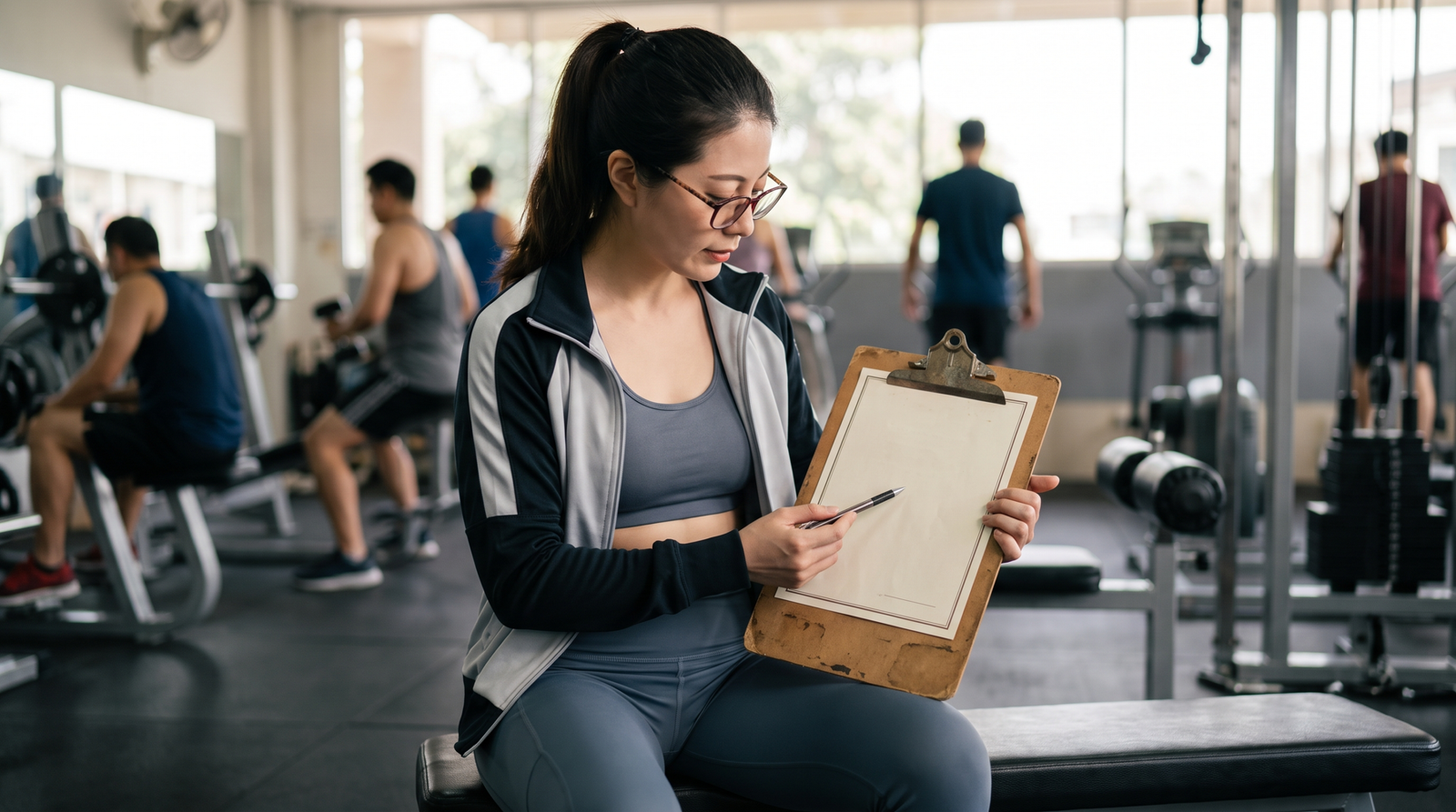 Fitness trainer reviewing a certificate