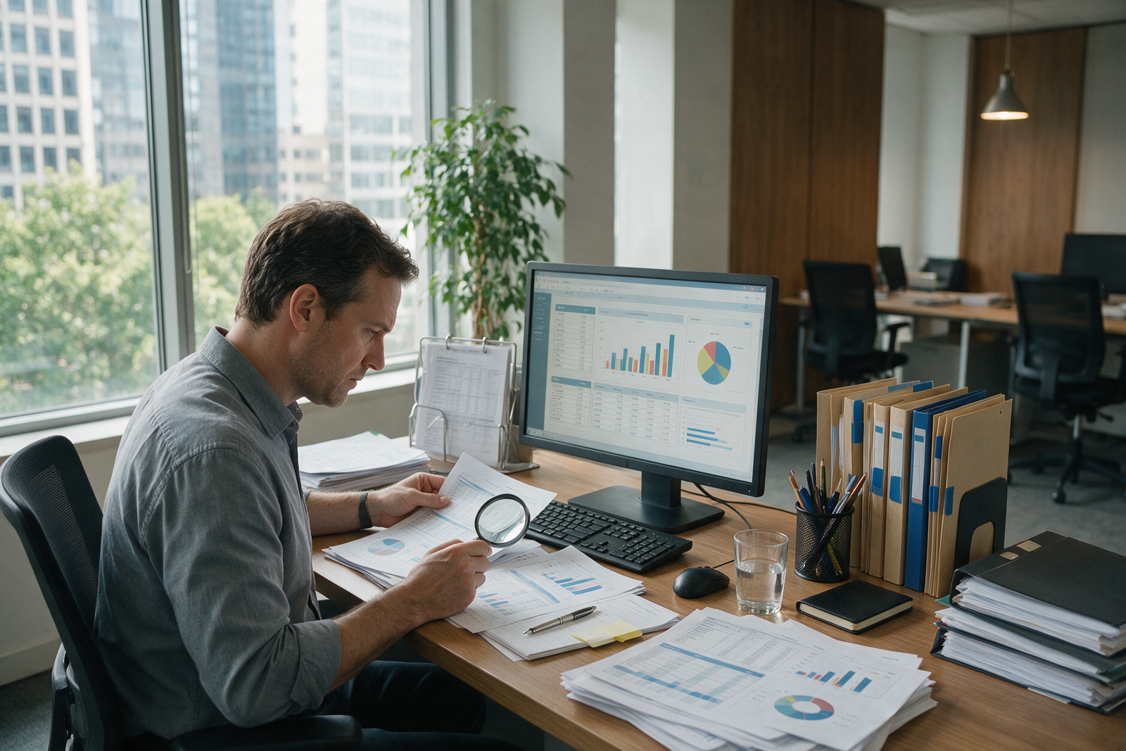 External auditor reviewing financial documents