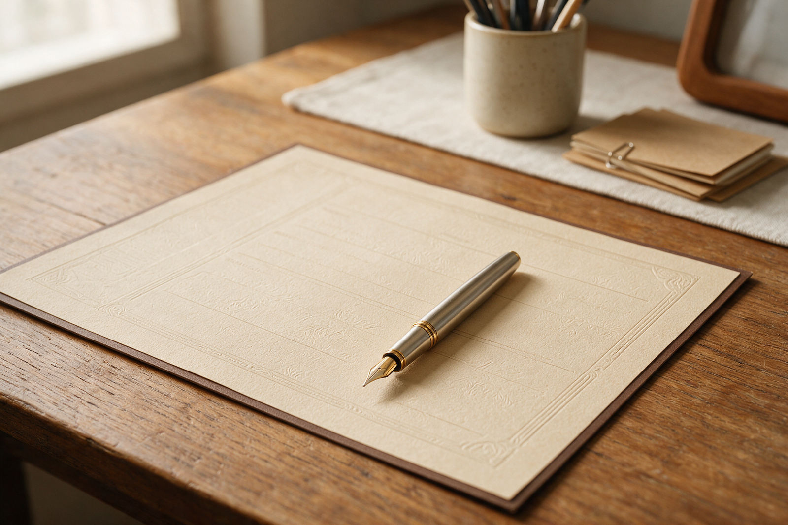 Insurance policy document with a pen