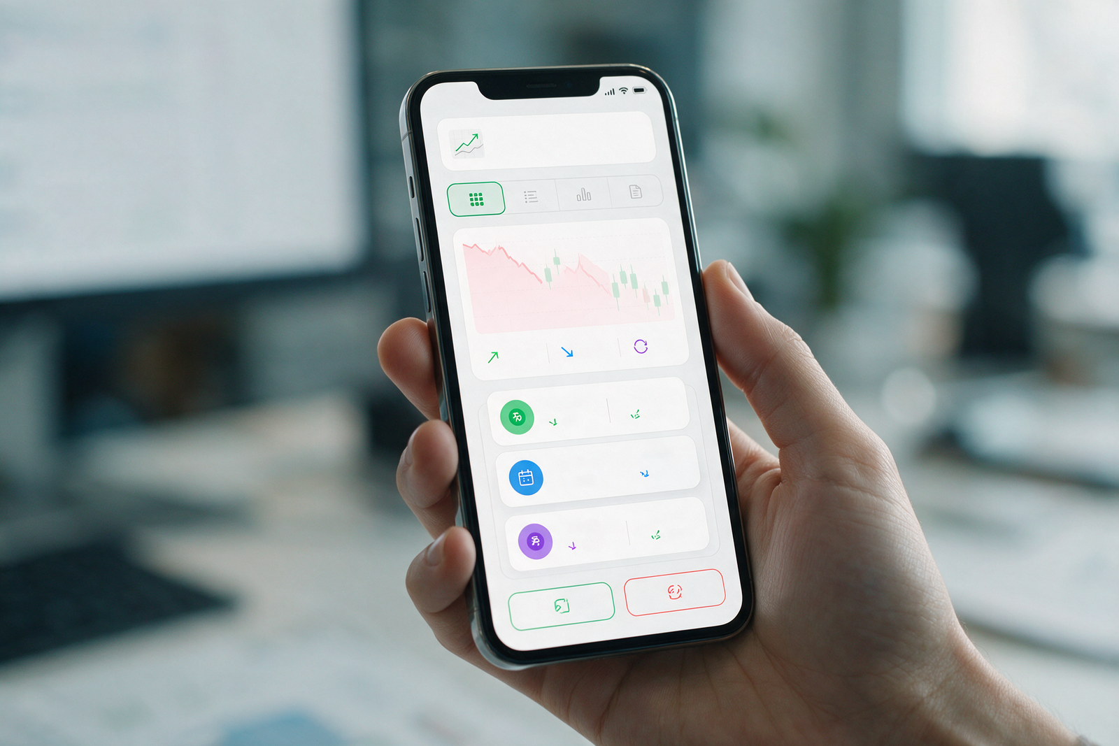 Smartphone showing a fintech app testing interface