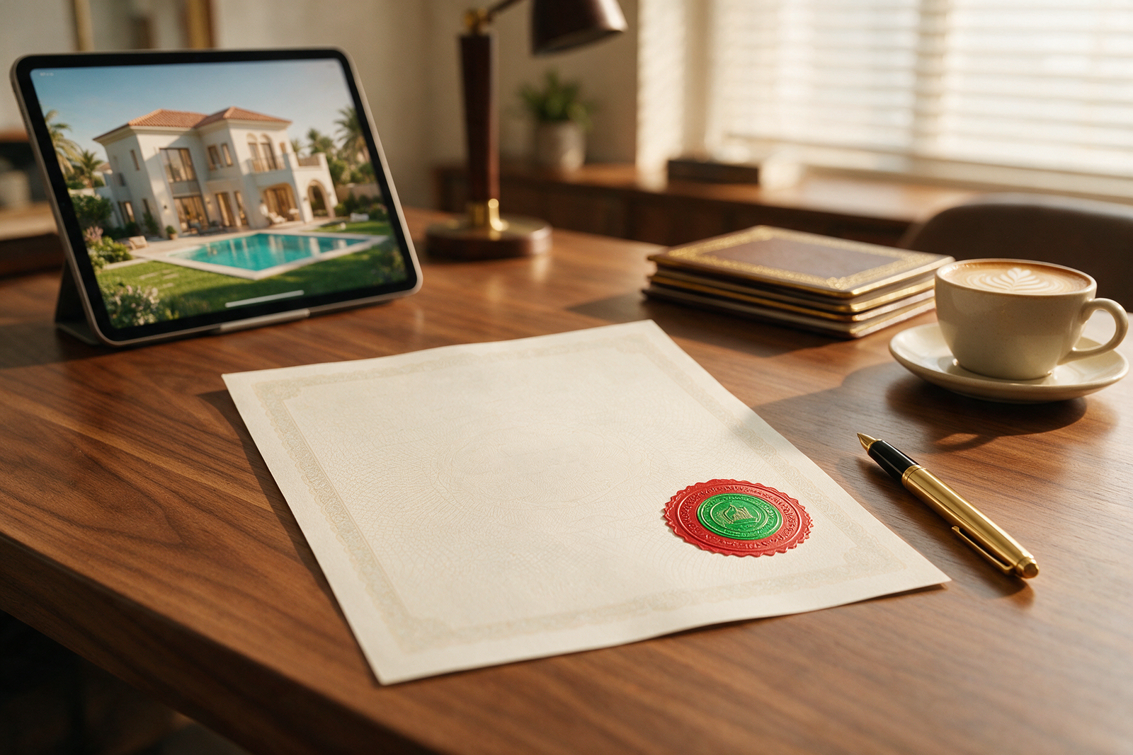 Dubai property title deed document with an official stamp
