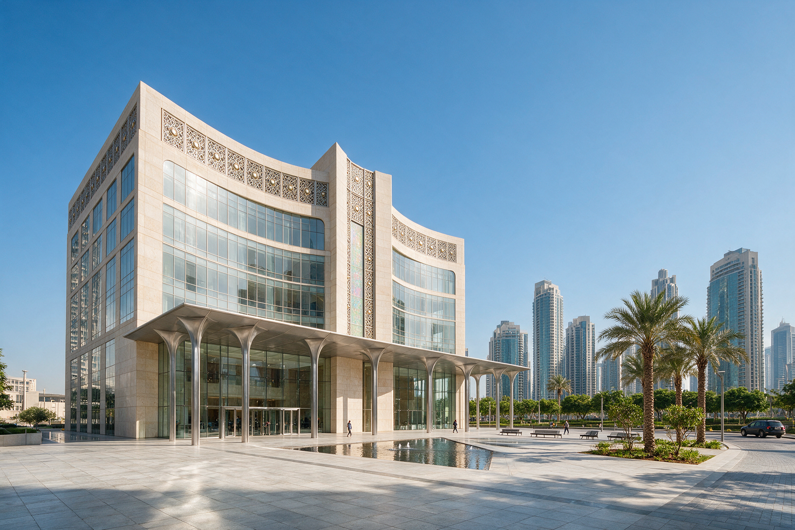 DIFC courthouse building exterior in Dubai