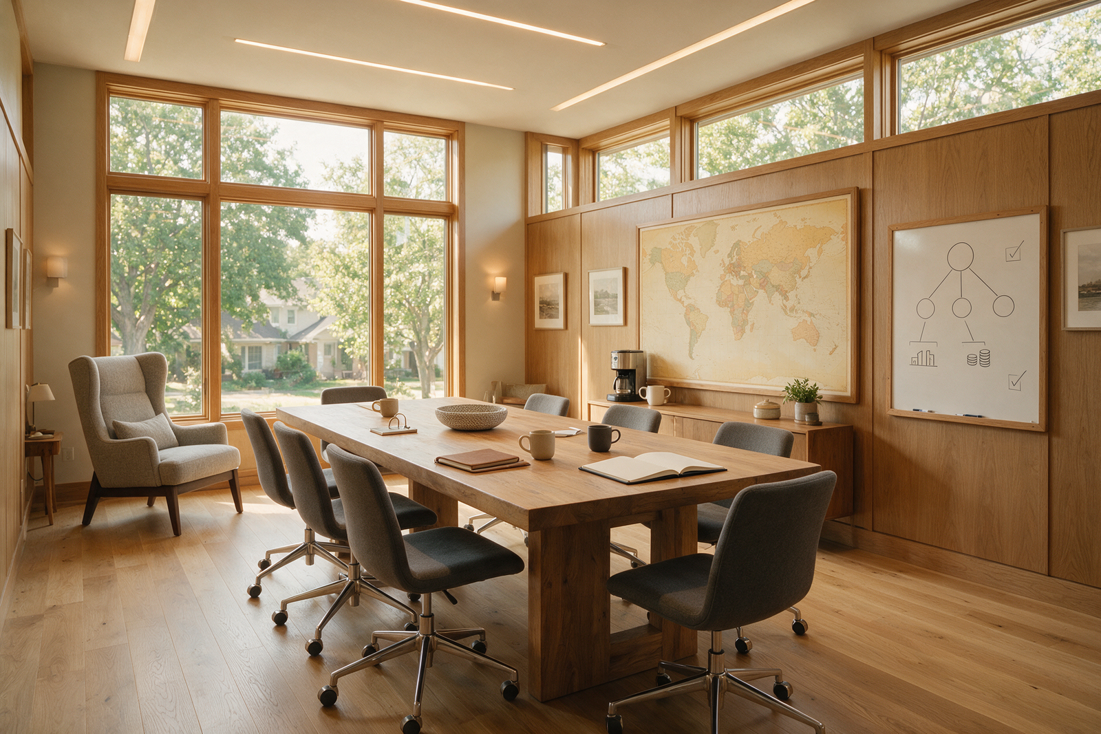 Family office meeting room with a shareholding diagram