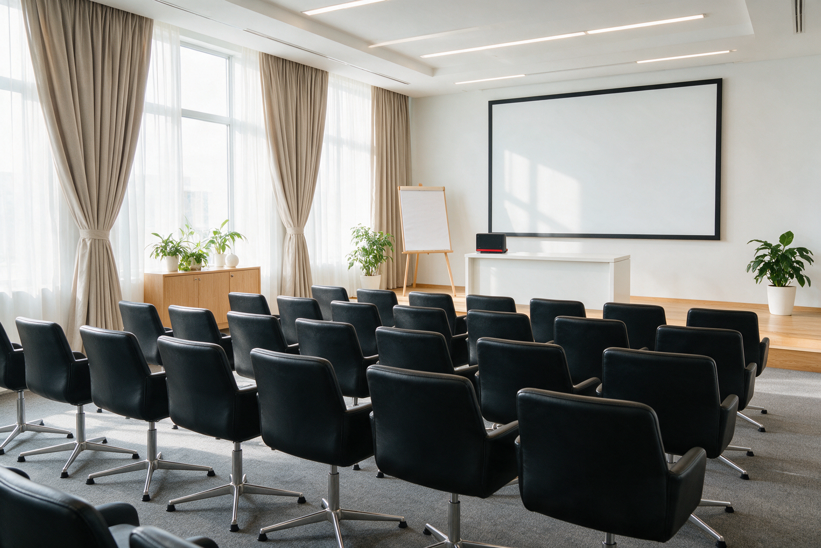 Empty corporate training room representing workforce planning around Emiratisation quotas