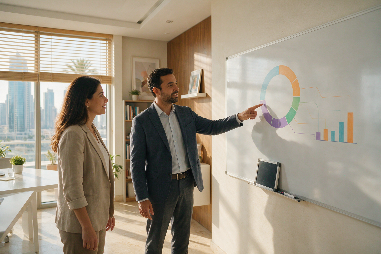 Tax advisor reviewing a revenue classification chart with a client