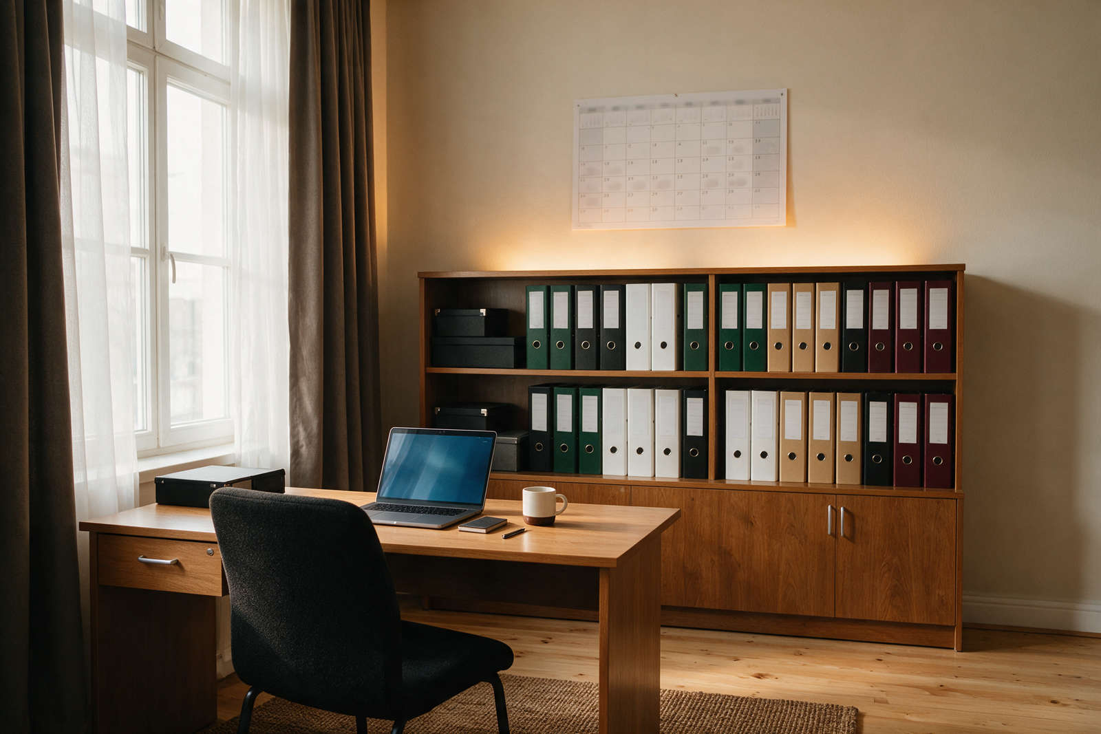 HR office with organized binders representing payroll compliance recordkeeping